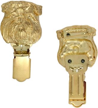 OEM Grif&oacute;n De Bruselas, Griffon Bruxellois: Broche Con Clip, Portan&uacute;mero De Salida Ba&ntilde;ado En Oro, Elegante Insignia Para Exposici&oacute;n Canina De Art-dog