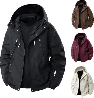 Generic Waterproof Military Jacket Men | Winter Outdoor Casual Coats Hiking Softshell Jackets Windproof Outdoor Acticewear Full Zip Windbreakers Loose Fit Coa