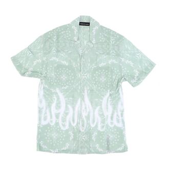 Vision Of Super Flames Bandana Korte Mouw Shirt Groen - Heren - Korte mouwen Overhemden - Groen - S - Leer - Overhemden