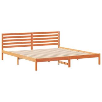 Berkfield Home with Headboard Wax brown 180 x 220 cm Solid pine wood