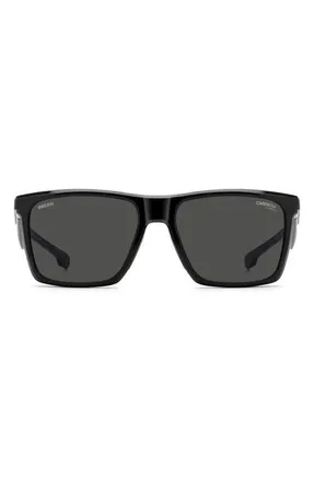 Carrera Carduc 57mm Rectangular Sunglasses in Black/grey at Nordstrom