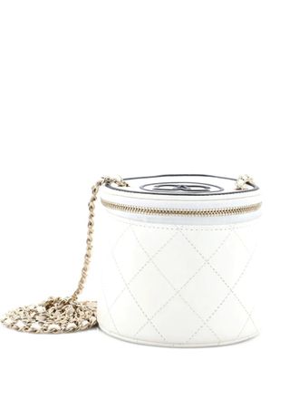 Chanel CC Round Vanity Case with Chain Quilted Lambskin Mini clutch bag