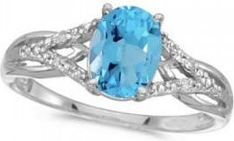 Allurez Oval Blue Topaz and Diamond Cocktail Ring 14K White Gold (1.62tcw)