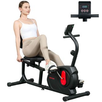 OEM Bicicleta Est&aacute;tica En Casa Con Respaldo Resistencia Magn&eacute;tica Ajustable Y Pantalla Lcd 103-139x61x100,5 Cm Negro