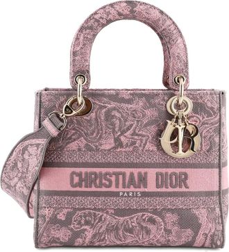 Dior Toile de Jouy Lady D-Lite Bag Embroidered Canvas tote bag - Grijs