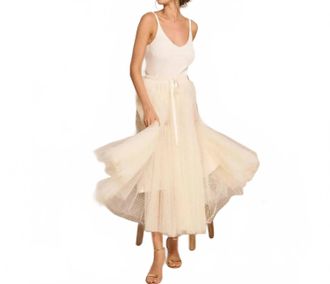 Choklate Paris Womens Aria Tulle Plumetis Skirt In White