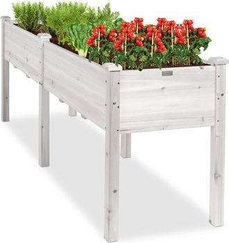Best Choice Products 72x23x30in Raised Garden Bed, Elevated Wood Planter Box for Patio w/ Divider Panel