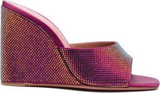 Amina Muaddi Lupita Crystal Wedge - Dames - Sleehakken - Rood - 36 EU - Leer - Schoenen