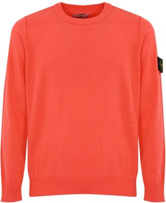 Stone Island Zachte Katoenen Trui Papaya - Heren - Ronde hals truien - Oranje - 2XL - Katoen - Truien & Vesten