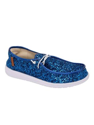 Corkys Footwear Womens Kayak Slip-On Sneakers In Electric Blue Glitter