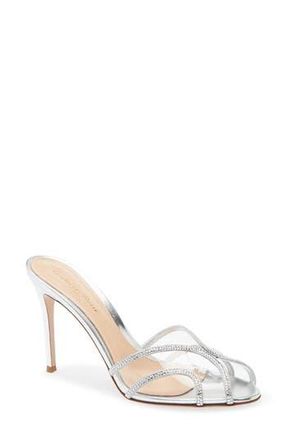 Gianvito Rossi Crystal Sandal in Silver Trasp Silver at Nordstrom Rack, Size 8Us / 38Eu