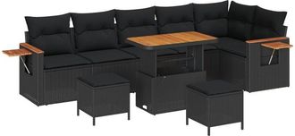 vidaXL Garden Sofa Set with Cushion 11 pcs Black Poly Rattan vidaXL