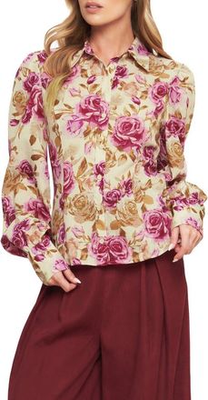 Flying Tomato Button Front Long Sleeve Top in Ivory at Nordstrom Rack, Size Medium