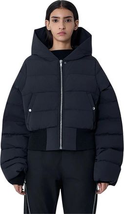 Rick Owens Hooded Down Jacket - Dames - Gewatteerde jassen - Zwart - M - Wol - Jassen