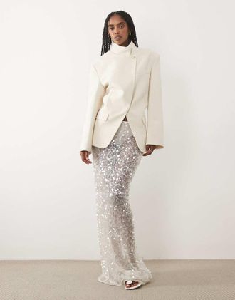 Six Stories Gonna lunga bianca trasparente con paillettes-Bianco