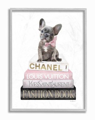 Stupell Industries Dashing French Bulldog And Iconic Fashion Book Wall Art