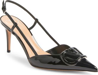 Valentino VLOGO Pointed Toe Slingback Pump in Black at Nordstrom, Size 40.5