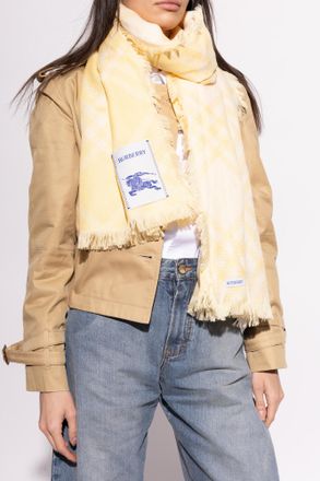 Burberry Scarf With Logo Patch, Unisex, Yellow