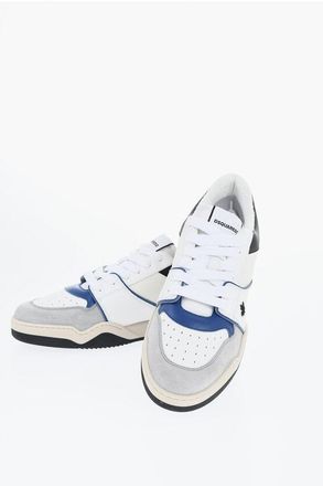 Dsquared2 Leather SPIKER Low Top Sneakers with Embroidered Details size 44