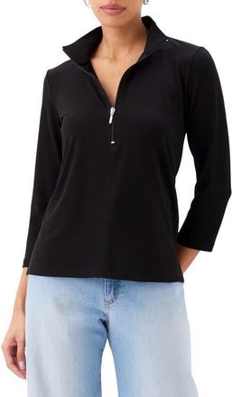 Karen Kane Quarter Zip Travel Jersey Pullover in Black at Nordstrom, Size X-Large P