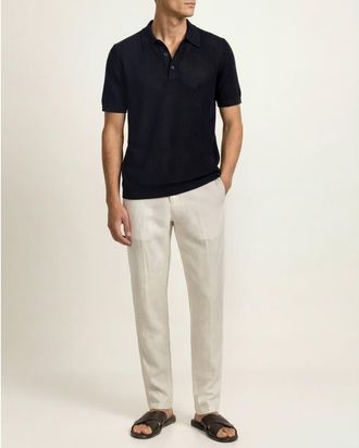 Orlebar Brown Keeling Classic Fit Cotton Silk Knitted Shirt in Night Iris at Nordstrom, Size Xxx-Large