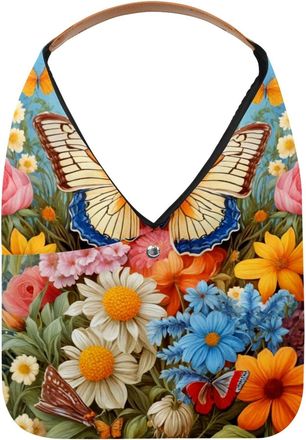 Generic Floral Background with Butterfly (8) Reusable Lightweight Grocery Bags - Foldable Into Compact Pouch, Washable & Sturdy, Multipurpose for Shopping and