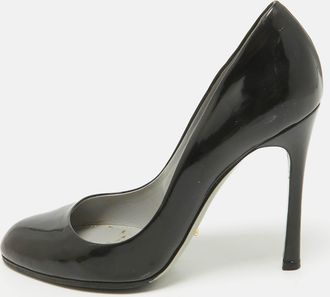 Sergio Rossi Black Patent Leather Round Toe Pumps