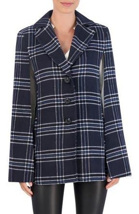 Ookie & Lala Plaid Cape Jacket in Navy/White at Nordstrom Rack, Size X-Large