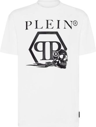 Philipp Plein T-shirt met Ronde Hals Skull And Plein - unisex - T-shirts - Wit - 2XL - Katoen - Tops