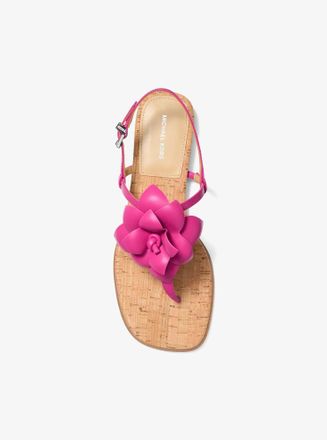 Michael Kors Jacie Floral Embellished Leather T-Strap Sandal