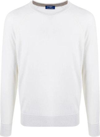 Barba Ronde hals gebreid - Heren - Ronde hals truien - Wit - XL - Kasjmier - Truien & Vesten