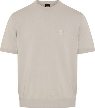 Boss Orange by Hugo Boss Kurzarmpullover BOSS ORANGE Kanacho, Herren, Gr. XXL, open grau070, Strick, Obermaterial: 95% Baumwolle, 5% Kaschmir, unifarben, normal, Rundhals, Rip