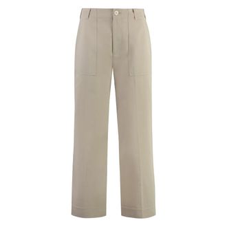 St. John Cotton Cropped Broeken - Dames - Wijde Broeken - Beige - 2XS - Katoen - Broeken