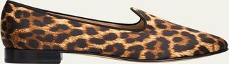 Vibi Venezia Leopard-Print Silk Loafers