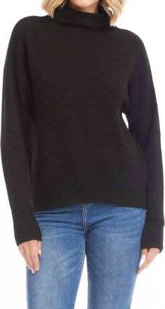 Karen Kane Long Sleeve Mock Neck Sweater In Black