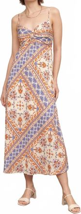 En Cr&egrave;me Sleeveless Paisley Print Midi Slip Dress In Ivory Blue Brown