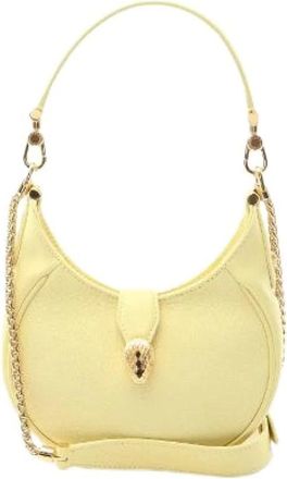 Bulgari Pre-owned Shoulder Bags, female, Yellow, Size: ONE SIZE Pre-owned Serpenti Ellipse Leather Handbag