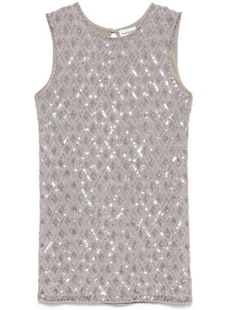 P.A.R.O.S.H. Grey Intricate Embroidered Sequin Polyamide Mini Dress