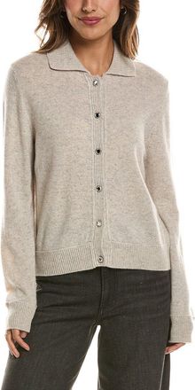 Fort&eacute; Cashmere Rib Trim Wool & Cashmere-Blend Polo Cardigan
