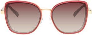 Kurt Geiger 57mm Square Sunglasses in Burgundy Crystal/Gold at Nordstrom Rack