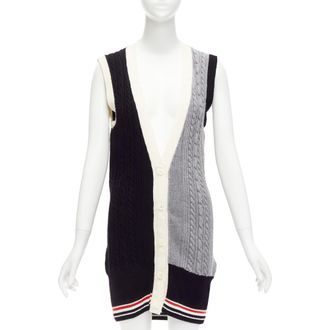 Thom Browne fun mix irish cable merino wool elongated vest