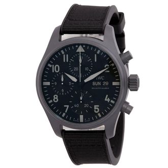 IWC Pilots Chronograph Automatic Black Dial Mens Watch IW388106