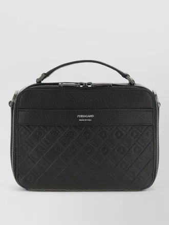 Ferragamo leather embossed crossbody shoulder bag