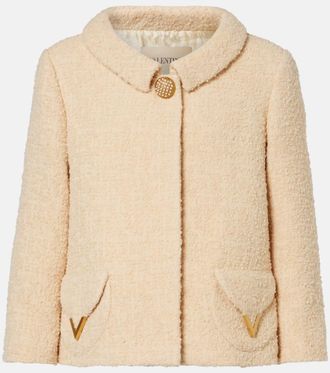 Valentino Embellished wool-blend tweed jacket