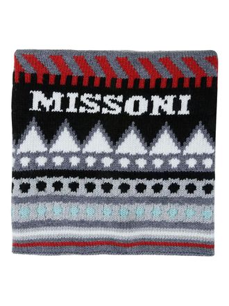 Missoni patterned neck scarf - men - Virgin Wool - One Size - Grey