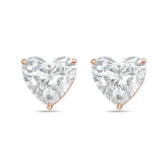Diana M. Jewels 14Kt Rose Gold 6.00 cts Lab Grown Heart shaped Diamond Studs