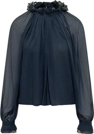 Alberta Ferretti Blue Mock Collar Top
