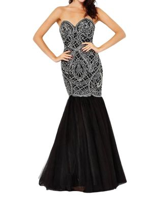 Angela & Alison Long Prom Dress In Black
