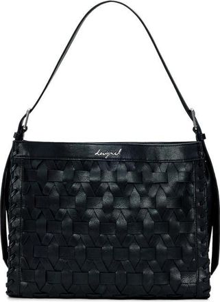 Desigual Woven Faux Leather Shoulder Bag in Black at Nordstrom