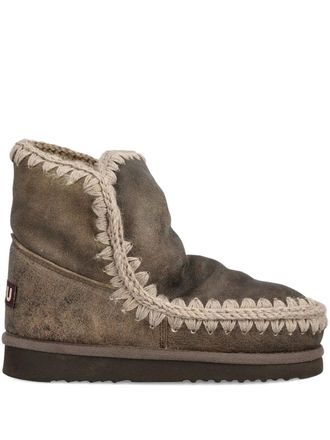 Mou crochet-trim boots - Brown